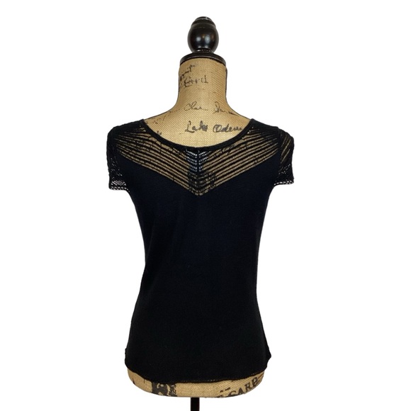 Sigrid Olsen Cap-Sleeve Lace Top Black - Picture 2 of 9